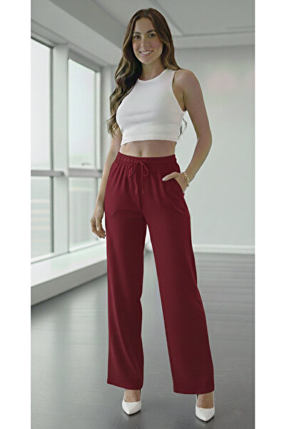 mezozoik Women's Linen Blend High Waist Wide Leg Palazzo Pants with Pockets