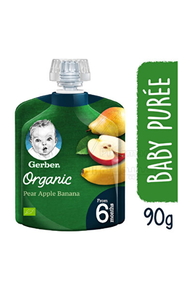 GERBER مهروس عضوي للأطفال بنكهة الكمثرى والتفاح والموز، 6 أشهر، 90 غرام