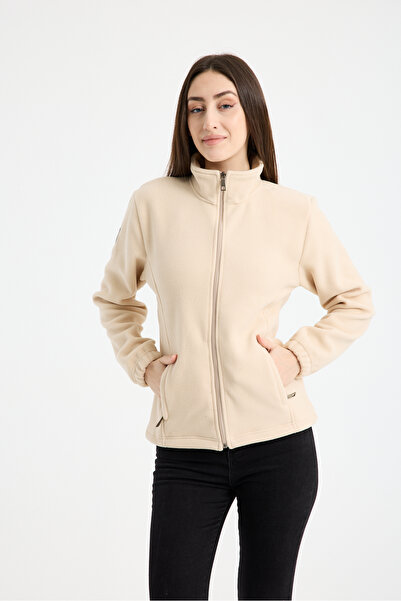 MONNSTUDİO Kadın Tam Fermuarlı Yan Cepli Kalın Outdoor Polar Ceket