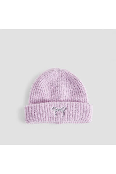 Juniors قبعة شتوية للبنات مزينة بتطريز فيونكة