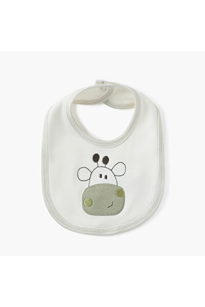 Juniors مريلة مطرزة بنقشة زرافة مع زر للإغلاق