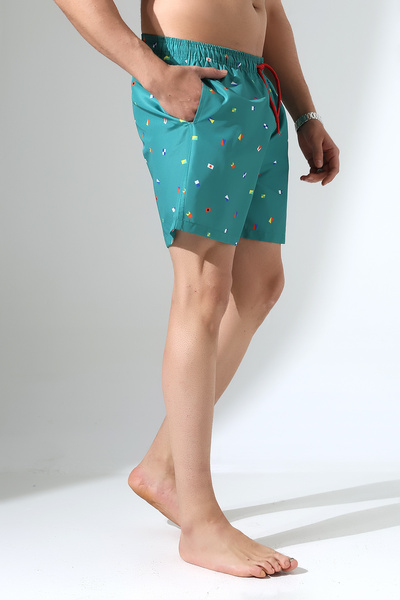ZEND POLO Green Flag Pattern Shorts