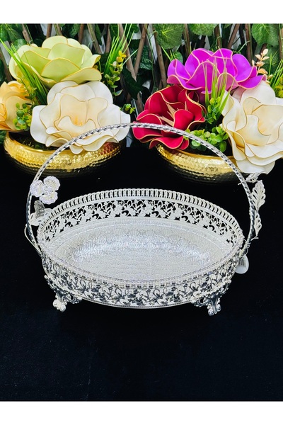 EVRA Gümüş Kristalli Taşlı İçi Telkari Oval Model Kulplu Lüks İtah Çikolatalı...