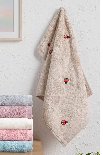 Bersay Lina 6-Piece 30X50, 100% Cotton Bamboo, Embroidered Kitchen & Hand Towel Set – Soft, Absorbent and Durable