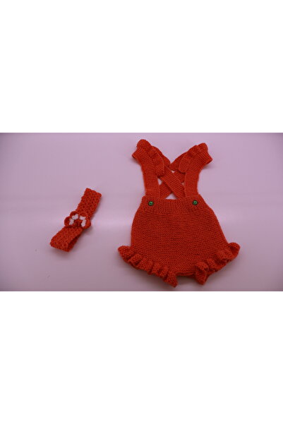 Mersin Alzheimer Derneği Mercan Renk El Örgüsü Düğme Detaylı Askılı Bebek Ban...