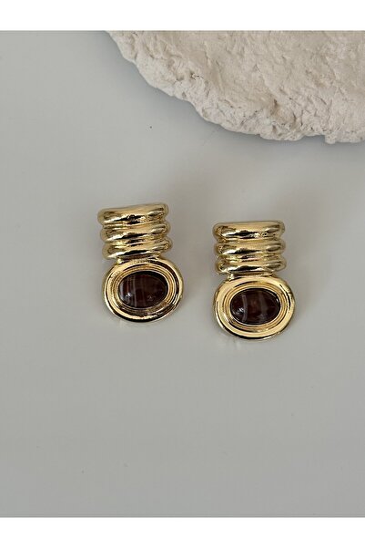 Ladies&Gentlemen Vintage Style Gold Earrings – Minimal Stylish Model with Bro...