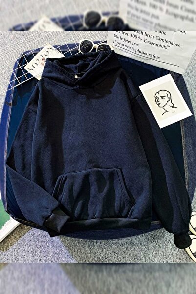 Abruzzo Unisex Colorful Hooded Navy Blue Sweatshirt