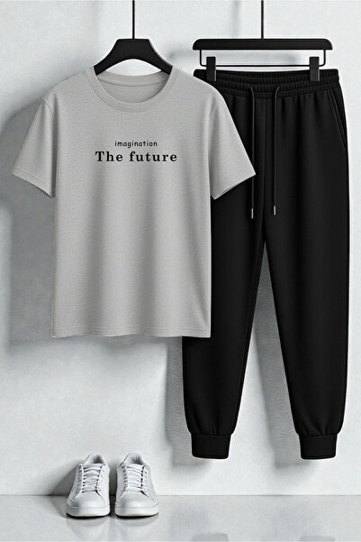 uyguntarz Unisex-T-Shirt mit Aufdruck „The Future Design“ – zweiteiliges Trai...