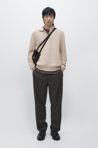 Massimo Dutti Pamuklu triko polo yaka kazak