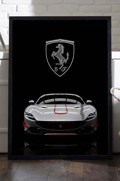 Duvarda Poster cu ramă din lemn negru Ferrari Roma, pictură decorativă de per...