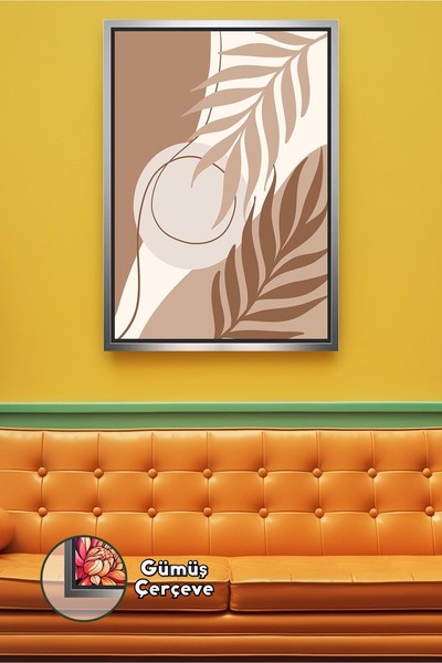 KOSS Dijital Boemski estetski prirodni oblici listova u zemljanim tonovima, m...