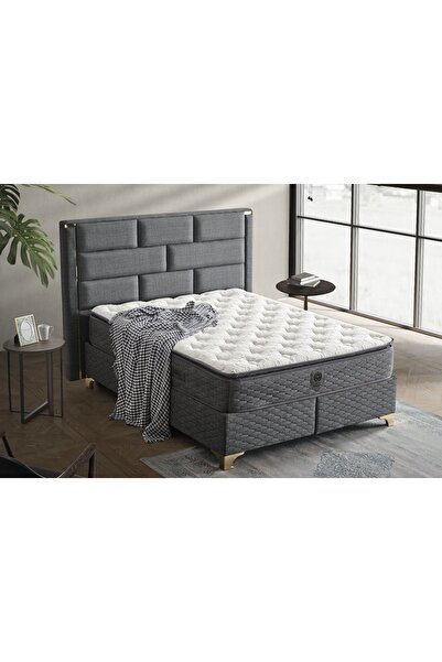 Vivense ROYAL BAZA BAŞLIK VE YATAK SETİ, KETEN GRİ, 150X200