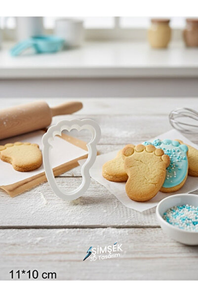 Şimşek 3D قالب تقطيع الكوكيز بتصميم قدم الطفل (Baby Foot)