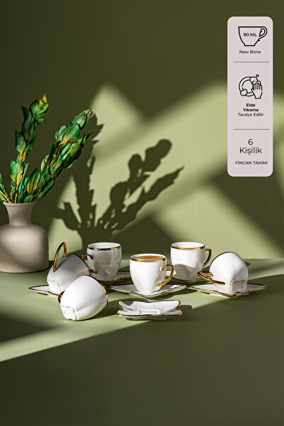 Emsan Kardelen 6'lı Kahve Fincan Takımı Gold 90 ml