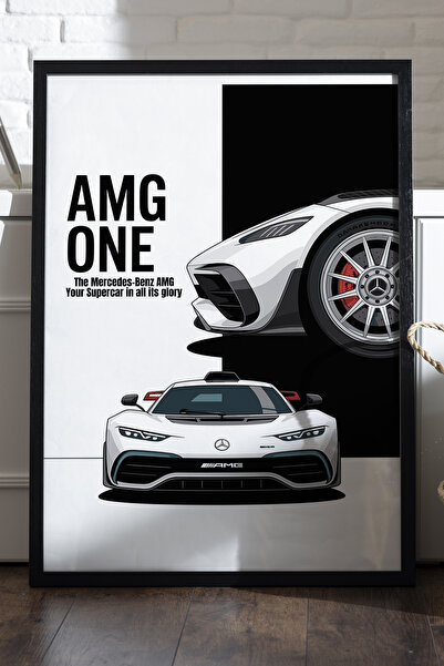 Duvarda Poster Mercedes AMG One cu ramă din lemn negru, pictură decorativă de...
