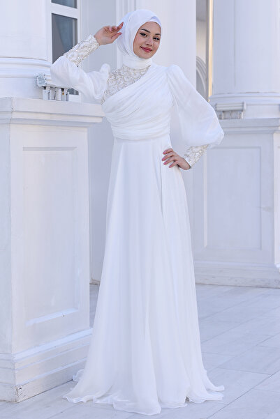 FUVAL MODA Yağmur Omuz ve Kol Detaylı Tesettür Büyük Abiye