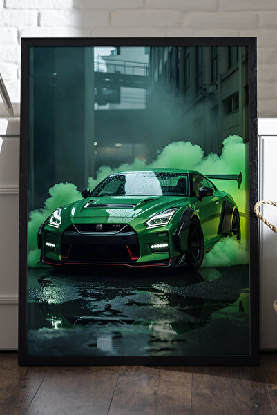 Duvarda Poster cu ramă din lemn negru Nissan GTR, pictură decorativă de peret...