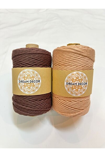 Dream Decore by NS مجموعة خيوط قطنية للمكرمية - بني شوكولاتة وخوخي فاتح | 200...