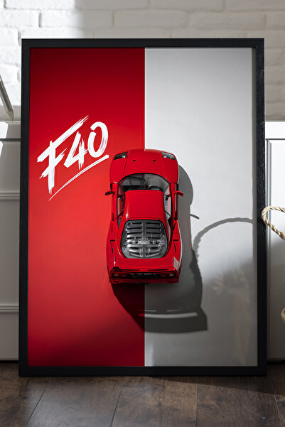 Duvarda Αφίσα Ferrari F40 με μαύρο ξύλινο πλαίσιο, διακοσμητικός πίνακας τοίχ...