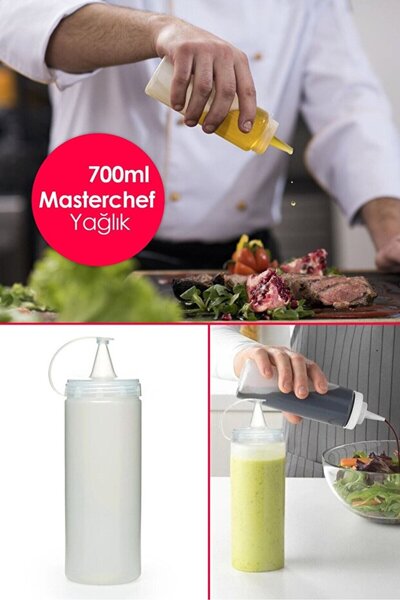 Kitchen Dream 1 Piece Practical Masterchef Plastic Oil Bottle with Leak-Proof Lid Oil Pot Sauce Bottle 700 ml