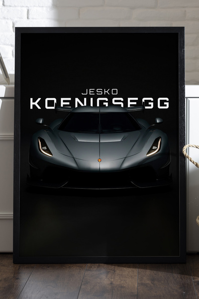 Duvarda Poster cu ramă din lemn negru Koenigsegg Jesko, pictură decorativă de...