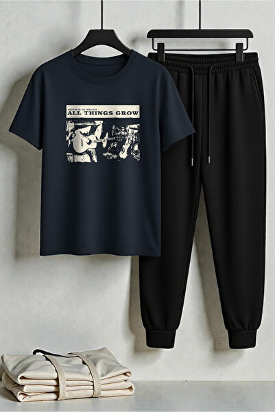 uyguntarz Unisex All Things Grow Design Printed T-Shirt - 2-Piece Tracksuit Set