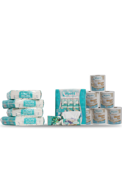 wyatt White Package White Mega Roll - 500g, 6 Rolls with White Tissues - 50 Boxes - 360 Single Tissues, 3 Ply