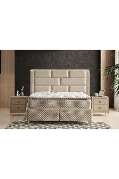 Vivense ROYAL BAZA BAŞLIK VE YATAK SETİ, KREM, 160X200