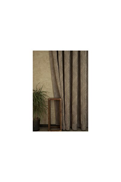 Vivense FON PERDE PRİZMA DESEN AÇIK KAHVE 1-2 SEYREK PİLE 60X260