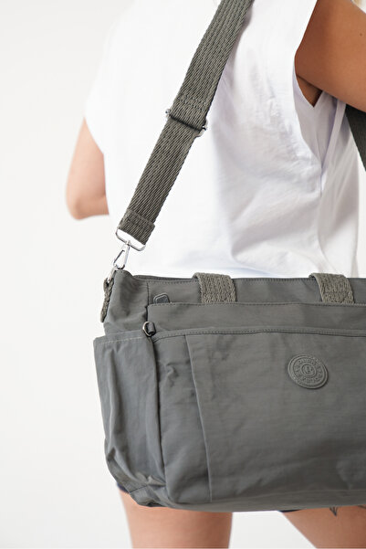 DELSOLERA Women's Anthracite Gray Multi-Compartment Waterproof Crinkle Daily ...