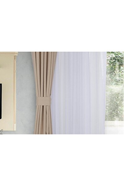 Vivense MASSARELLİ FON PERDE BEJ RENGİ PİLESİZ 260 CM 90