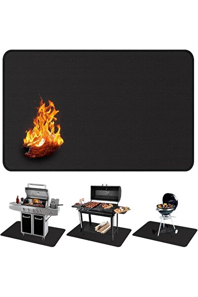 Arabest سجادات سوداء أسفل الشواية للشواء الخارجي، وسجادة واقية للشرفة والتراس...