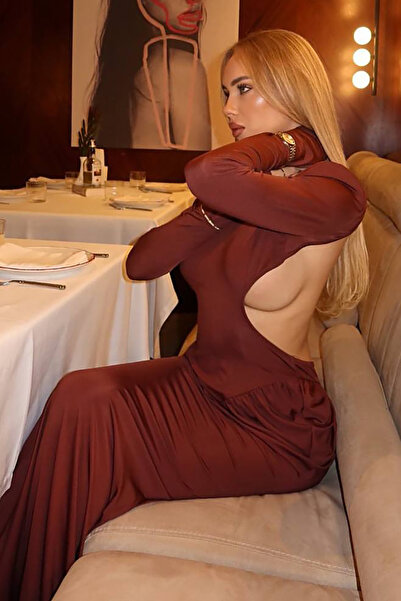 Bikini Mayokini Dünyası Irina Shoulder Pad long sleeve dress - brown