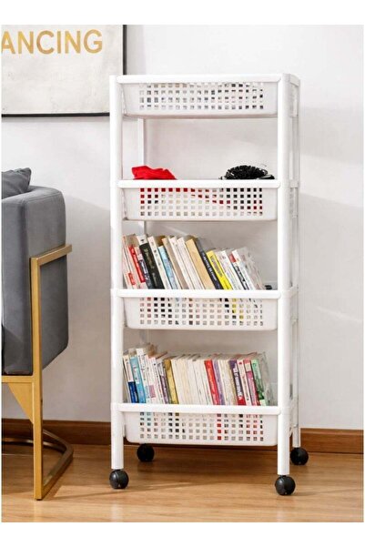 SUPPLIER رف تخزين بلاستيكي بأربعة أرفف مزود بعجلات | منظم متعدد الأغراض موفر ...