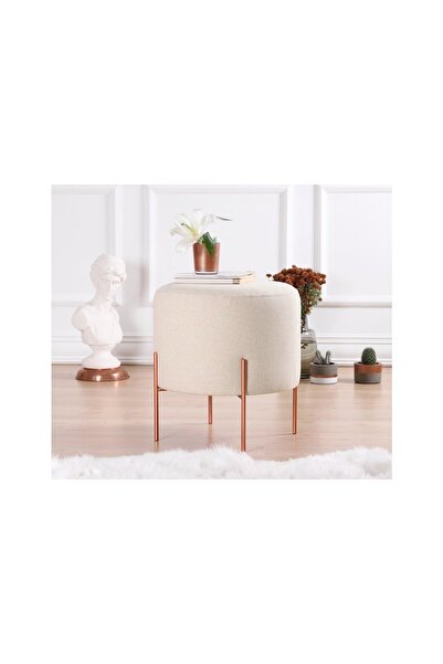 Vivense COPPER YUVARLAK PUF, KREM