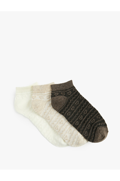 Koton Set of 3 Heart-shaped Booties Socks