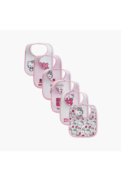Disney Hello Kitty Print Bibs with Button Closure - Set of 6