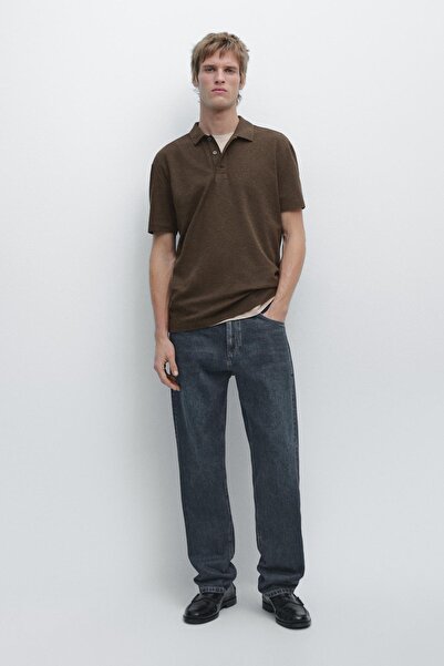 Massimo Dutti Kısa kollu pamuklu polo yaka t-shirt