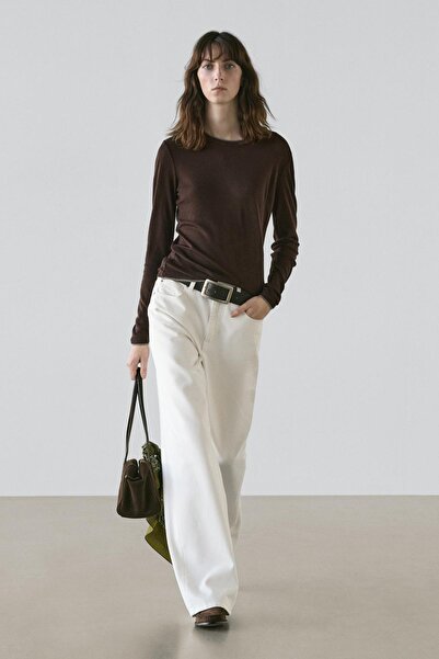 Massimo Dutti Çift dikişli uzun kollu tişört