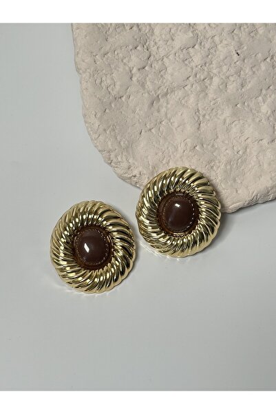 Ladies&Gentlemen Classic Vintage Earrings with Gold Color Brass Body and Brow...