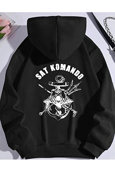 AEMİ Φούτερ Unisex Sat Komando με τύπωμα με κουκούλα