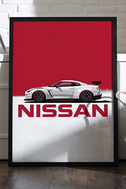 Duvarda Αφίσα Nissan GT-R με μαύρο ξύλινο πλαίσιο, διακοσμητικός πίνακας τοίχ...