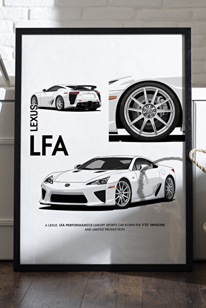 Duvarda Lexus LFA crni poster sa drvenim okvirom, dekorativna zidna slika aut...