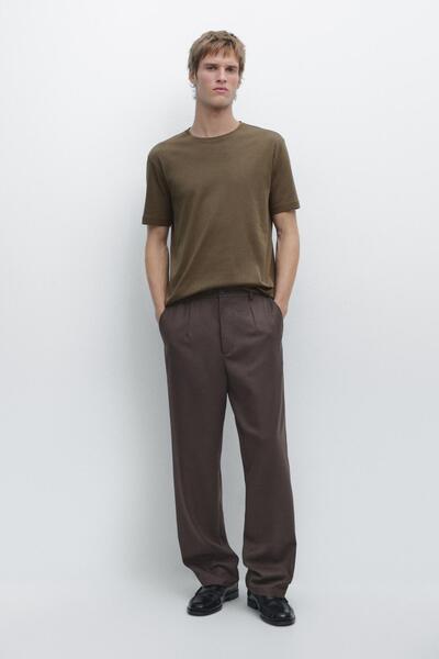 Massimo Dutti Pamuk karışımı kısa kollu tişört