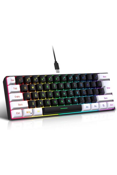 HXSJ V700 Wired Gaming Keyboard RGB Streamer Wired Keyboard 61-key Gaming Keyboard for Game
