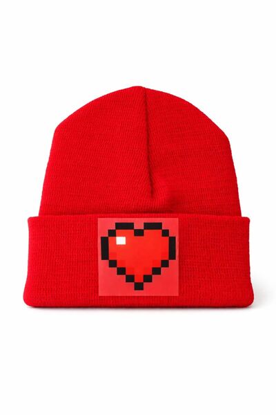 Middles&Niddles Collection Pixel Kalp Printed Beanie – Unisex Teenage Casual ...