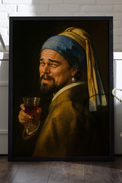 Duvarda Leonardo DiCaprio Αφίσα με μαύρο ξύλινο πλαίσιο, Διακοσμητική αστεία ...