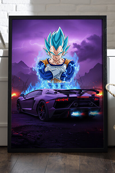 Duvarda Αφίσα Vegeta Lamborghini Aventador με μαύρο ξύλινο πλαίσιο, διακοσμητ...