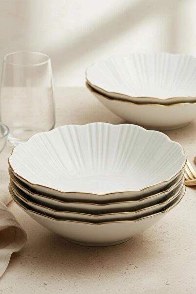 qtahya homes queen of kütahya Timeless Elegance 6-Person Porcelain Bowl Set Gold Gilded