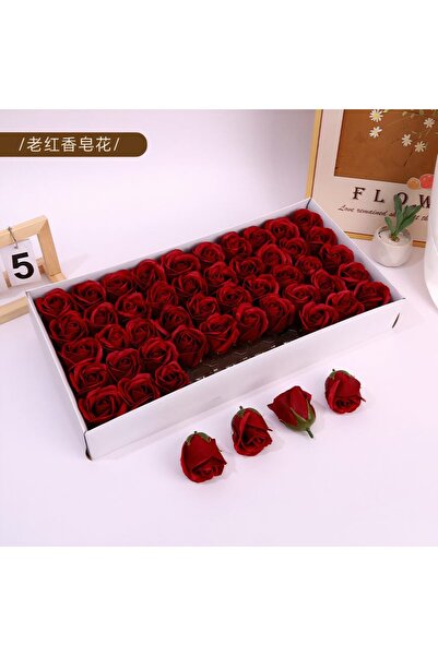 JML1 Scented Roses 50/set from Soap, Flower 7x5cm, Box 45x23cm, Dark Red Whol...